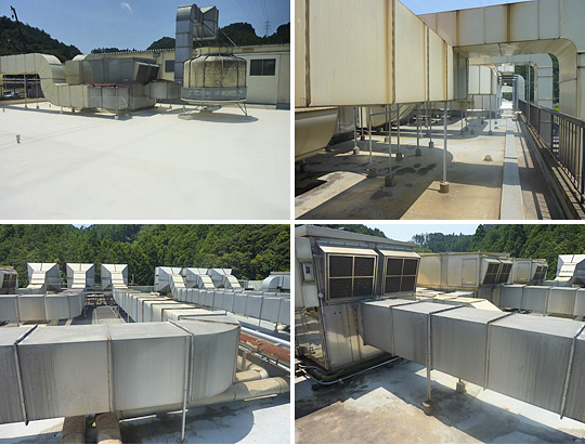 スピンオフを塗布した工場の屋上